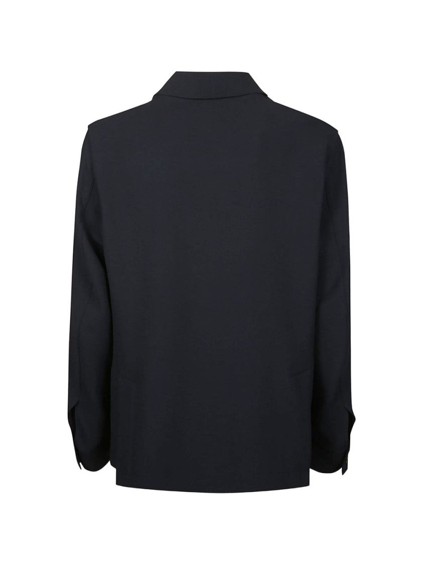 Montecore Structured Blue Jacket With Four Chest Pockets And Button Fastening