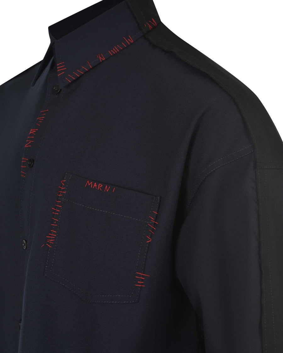 Marni Dark Blue Shirt With Contrasting Back