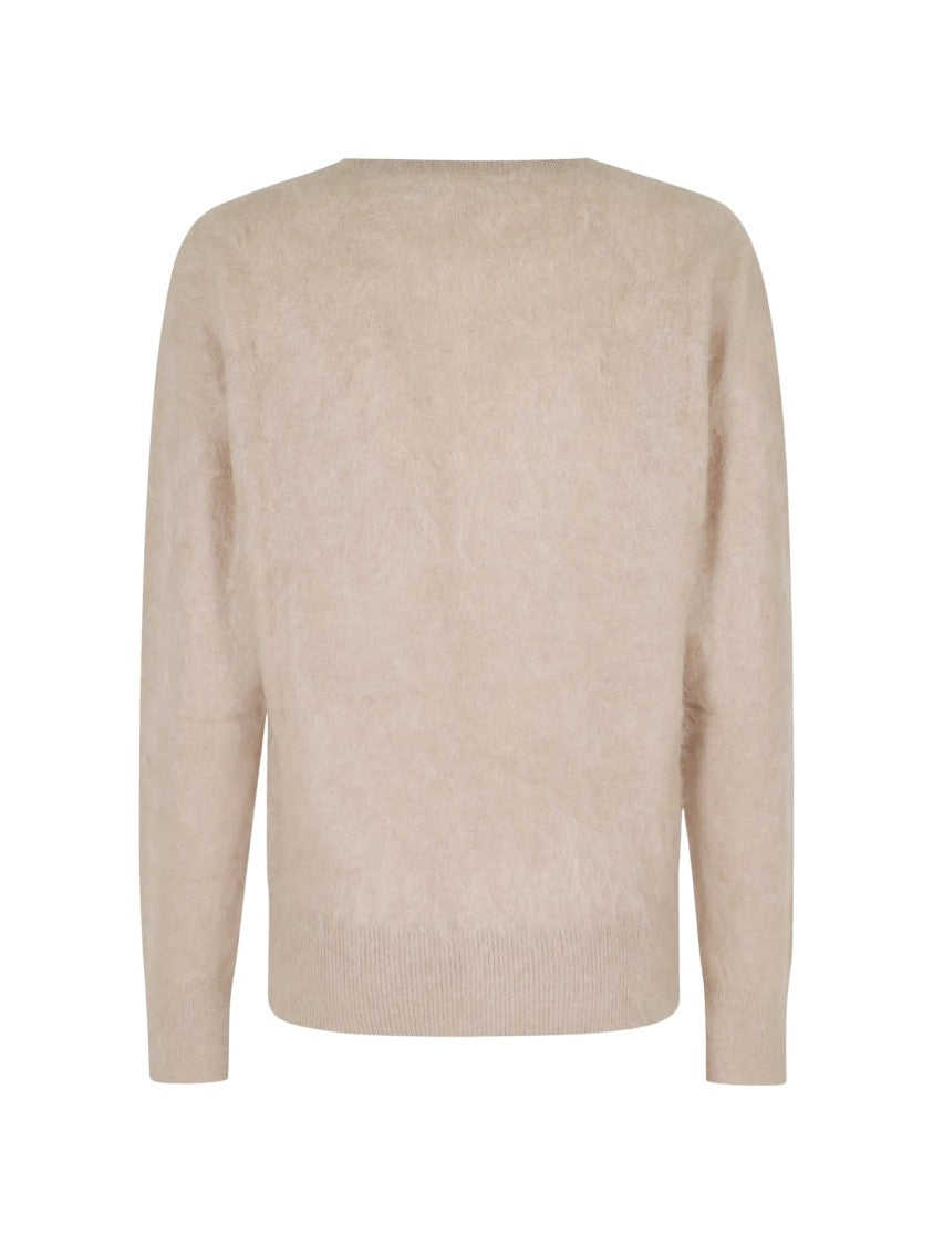Seventy Venezia Beige Brushed Finish V-Neck Cashmere Sweater
