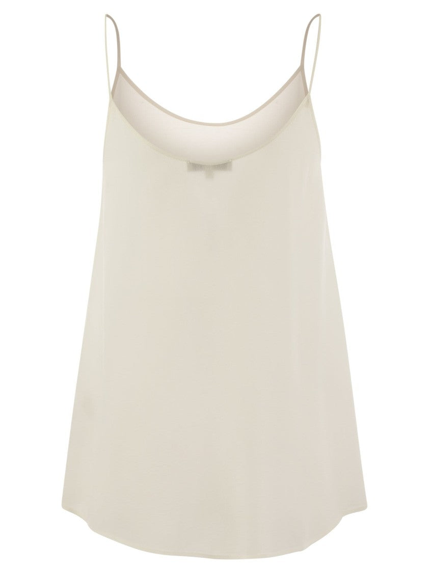 Antonelli Pure Silk Top With Loose Fit And U-Neckline