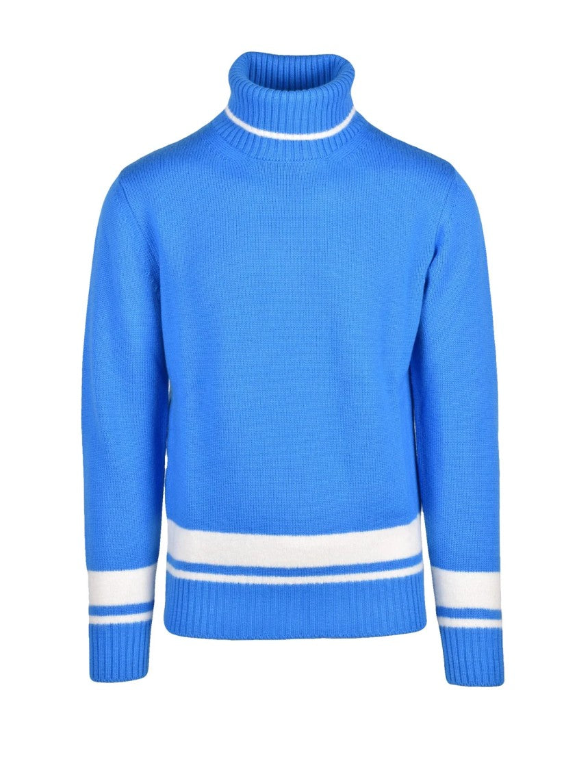 Kangra Light Blue Cyclist Sweater With High Ribbed Turtleneck