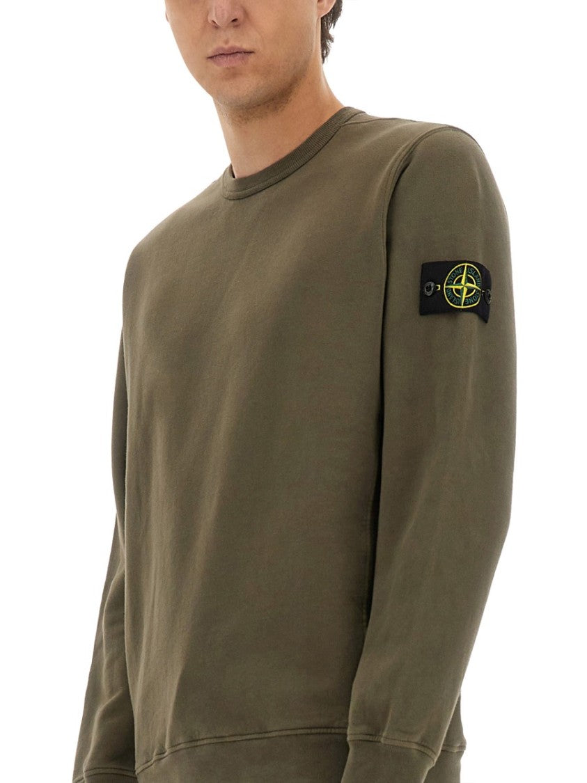 Stone Island Minimalist Organic Cotton Sweatshirt With Logo Patch