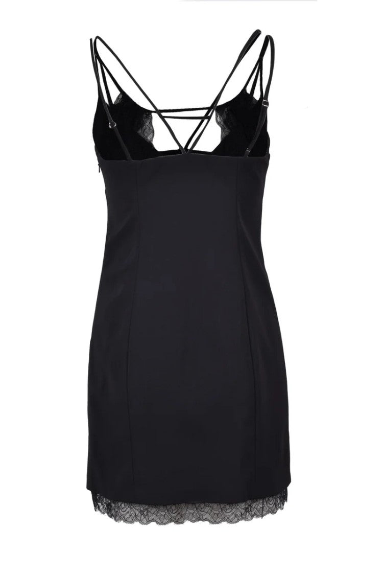 Patrizia Pepe Black Lace Embroidered Sheath Mini Dress