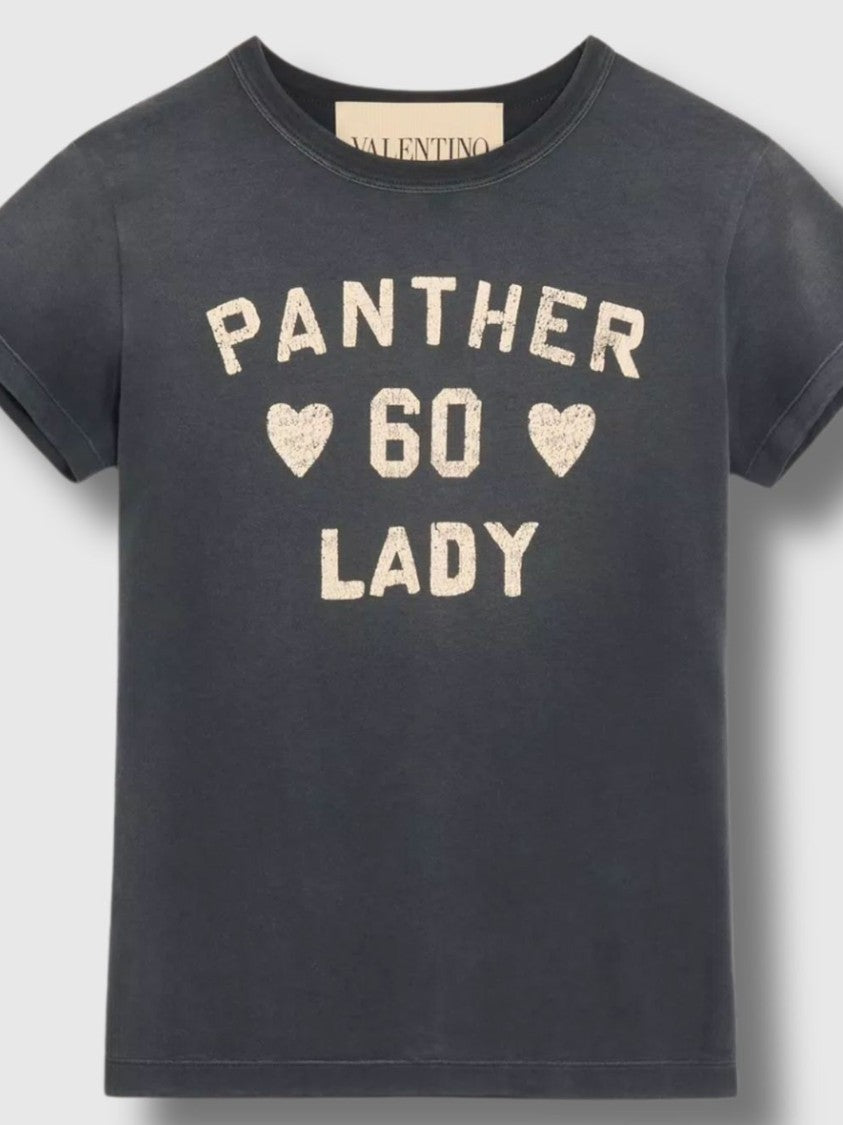Valentino Black Panther Lady Vintage Cotton T-Shirt