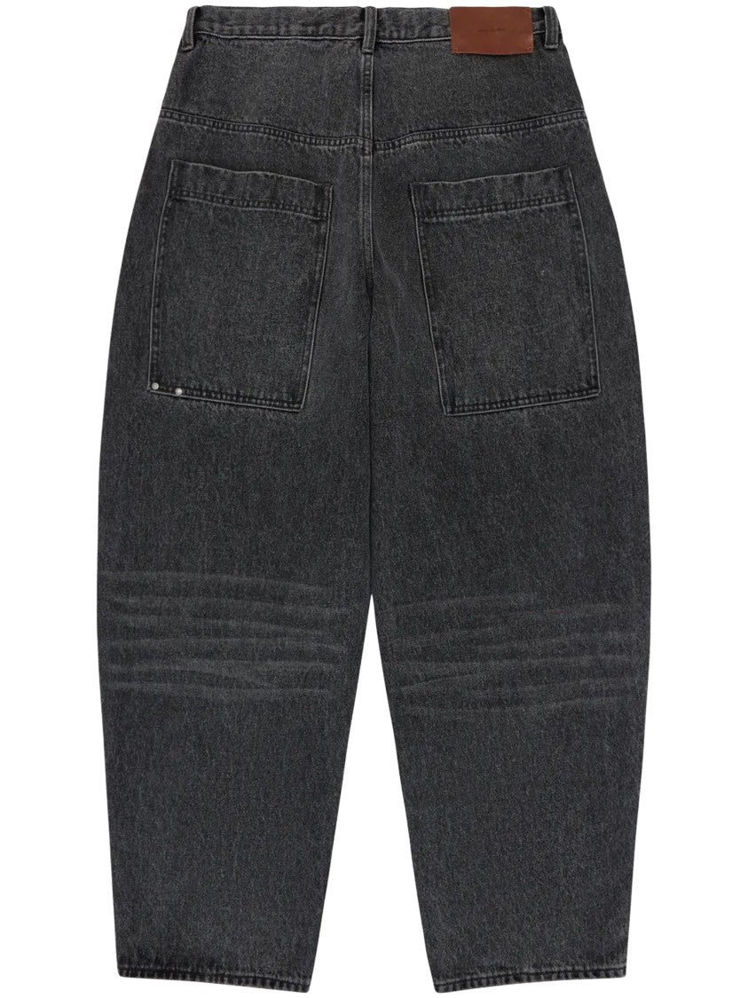 Entire Studios Distressed Denim Wide-Leg Cropped Pants