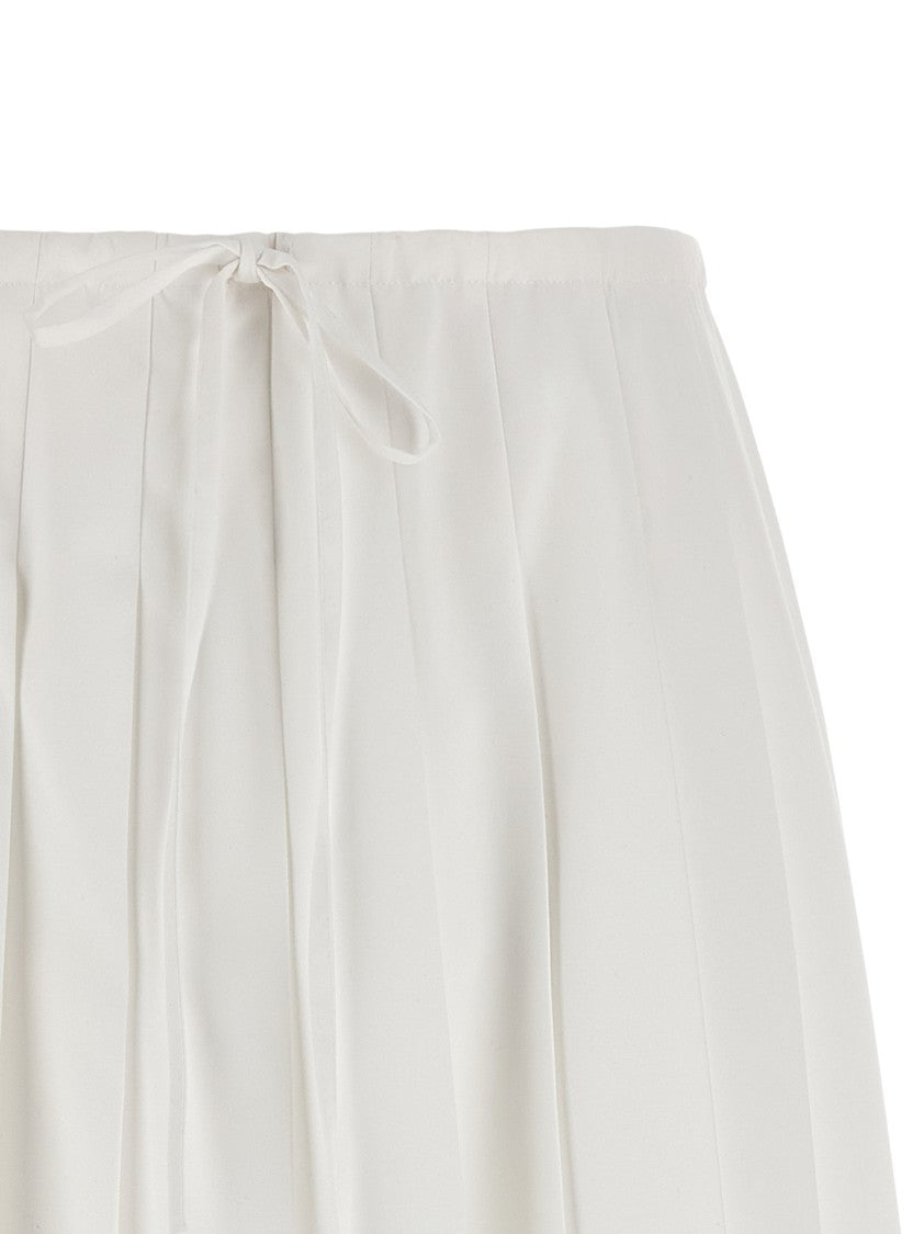 Prada Flared Cotton Poplin Midi Skirt With Adjustable Waist And Signature Logo