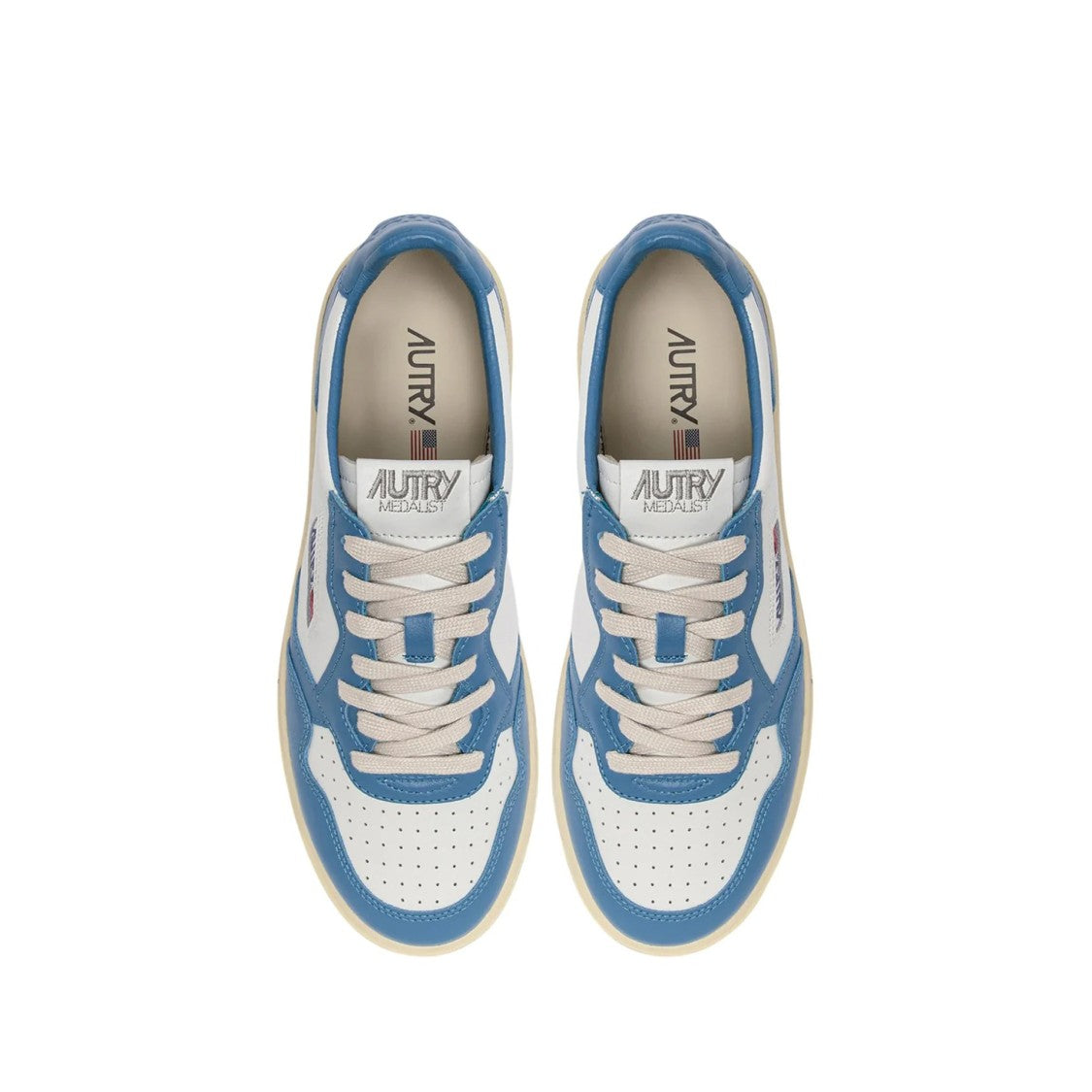 Autry Bicolored Leather Low-Top Sneakers With Embroidered Logo