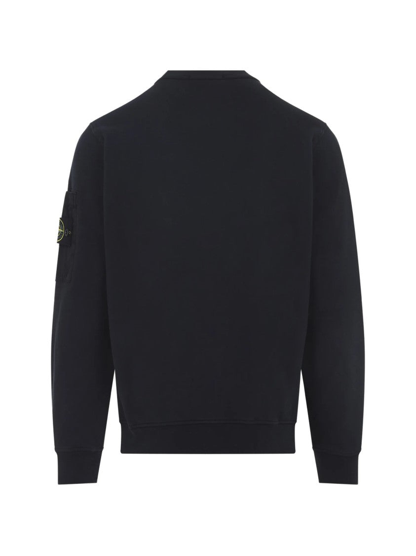 Stone Island Black Felpa Crewneck Pocket Cotton Sweatshirts