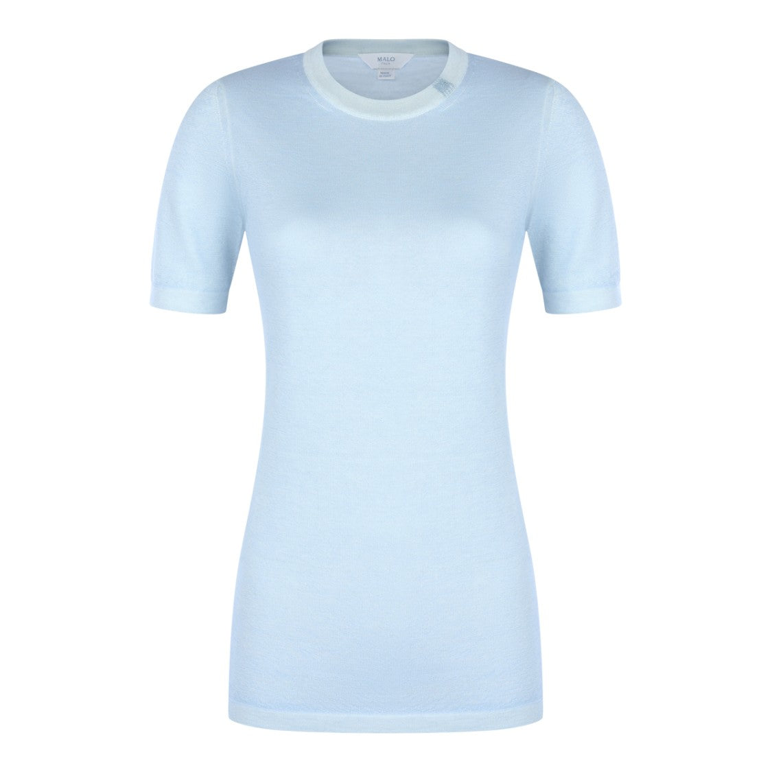 Malo Light Blue Wool Knitwear With Crew Neck And Short Sleeves