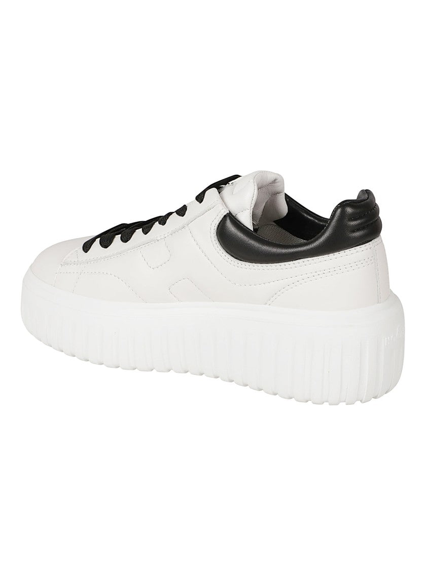 Hogan Chunky White Leather Sneakers With Embossed Logo And Padded Collar