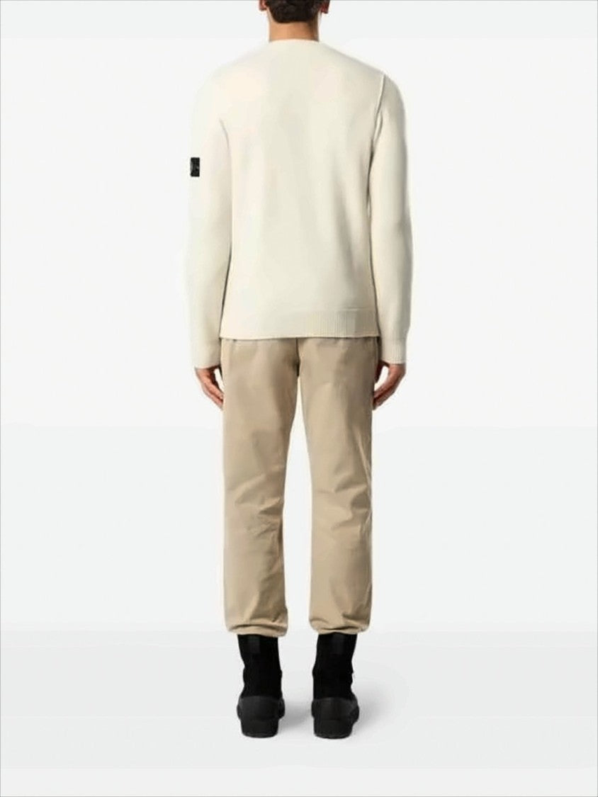Stone Island Minimalist Wool-Polyamide Blend Sweater With Patch Logo