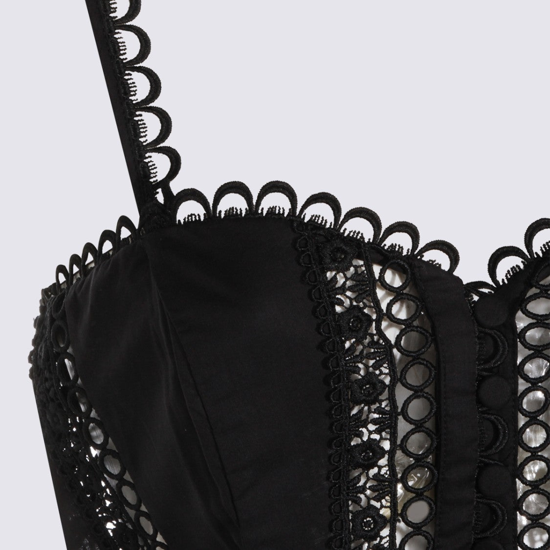 Charo Ruiz Ibiza Intricate Lace Midi Dress With Sheer Panels And Scalloped Edges