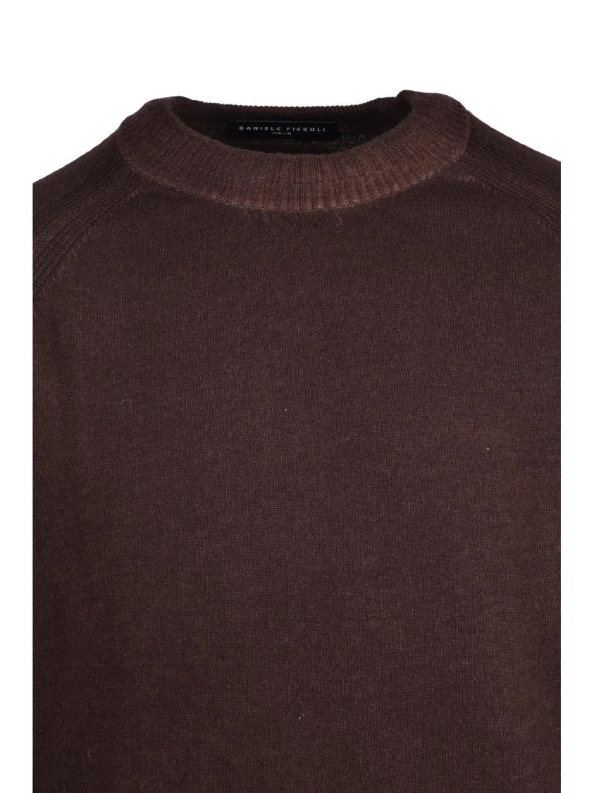 Daniele Fiesoli Crewneck Pullover With Raglan Sleeves In Rich Brown