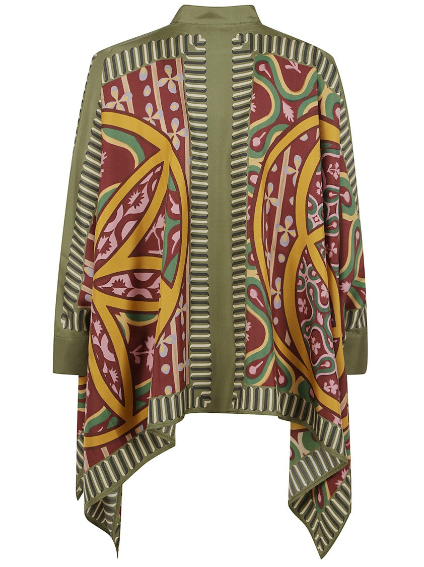 La Double J Intricate Patterned White Silk Shirt