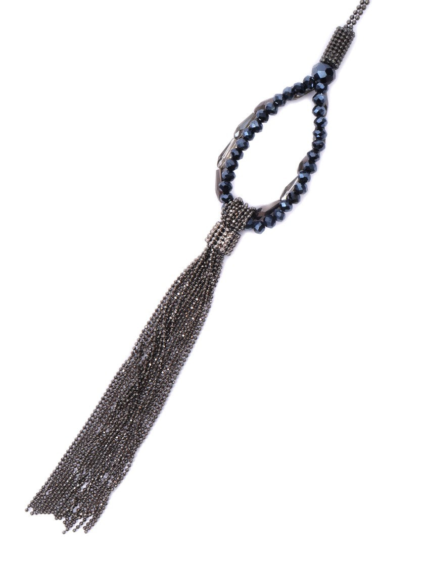 Peserico Teardrop Pendant Necklace With Metallic Tassel