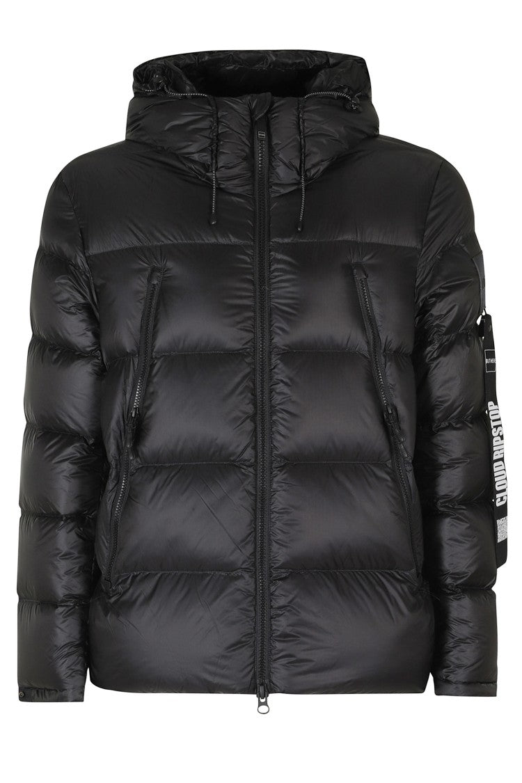 Outhere Black High-Collar Ripstop Hooded Down Jacket