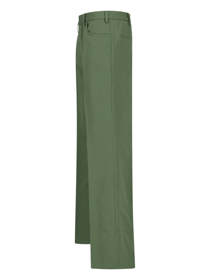 Marni Green Tailored Straight-Leg Wool Pants