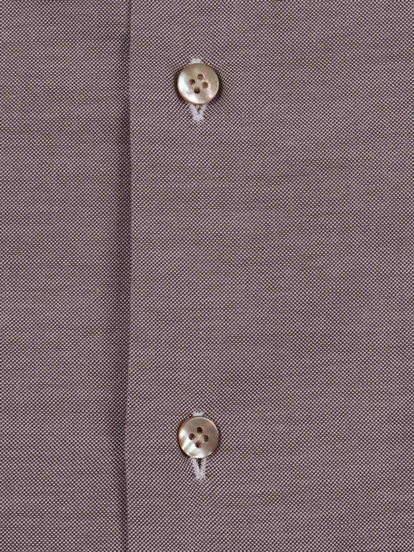 Mazzarelli Camicie Slim-Fit Brown Oxford Cotton Shirt