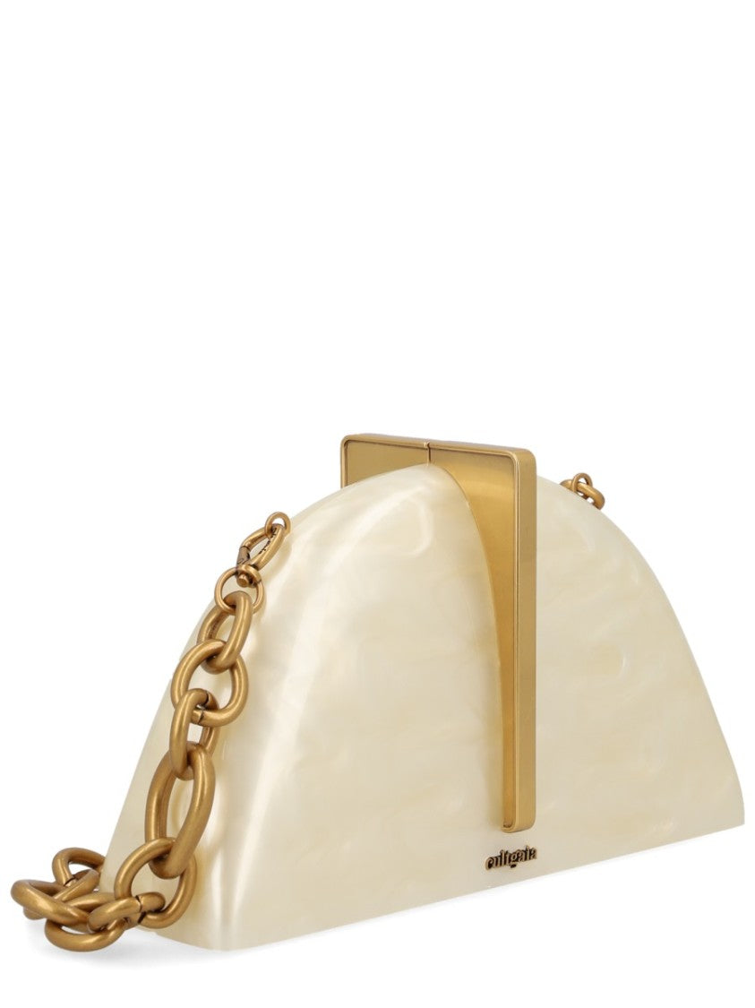 Cult Gaia Laguna Glossy Acrylic Gold Clutch
