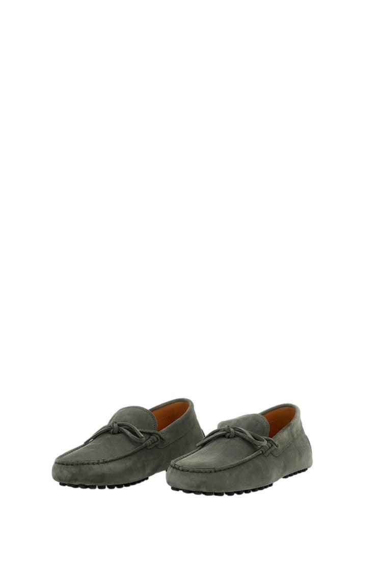 Tod's Nubuck Green Loafers With Handcrafted Topstitching