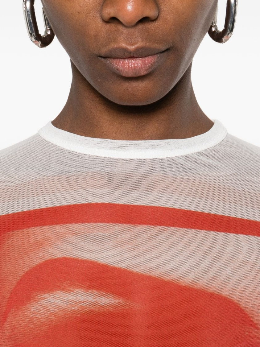 Jean Paul Gaultier Sheer Long-Sleeve Top With Bold Graphic Prints