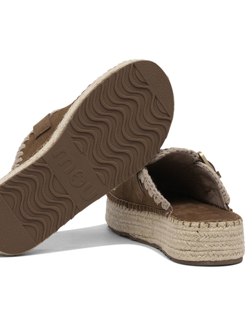 Mou Soft Suede Loafers With Braided Trim