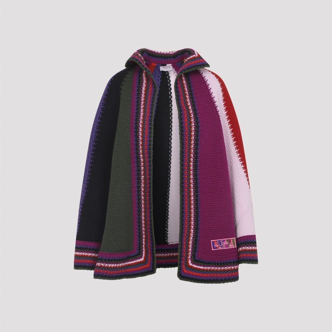 Pucci Multicolour Striped Wool Coat With Structured Collar