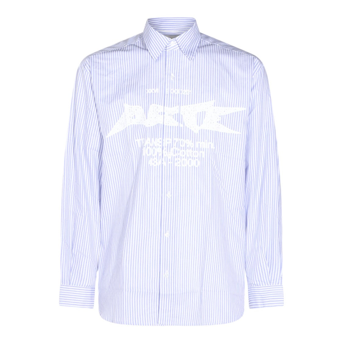 Arte Antwerp Blue Striped Graphic Print Shirt