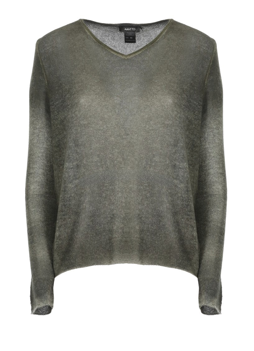 Avant Toi Green Seamless Edge Cashmere Sweater