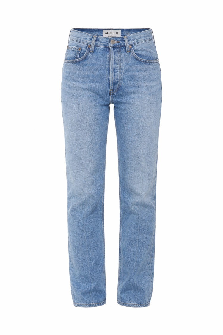 Agolde High-Rise Straight-Leg Denim Jeans With Classic Five-Pocket Design