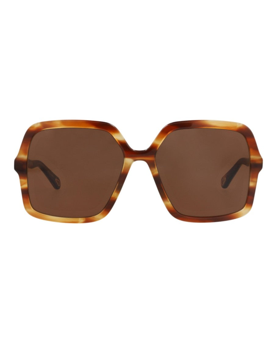 Chloé Square-Frame Bio Acetate Sunglasses With Tortoiseshell Pattern