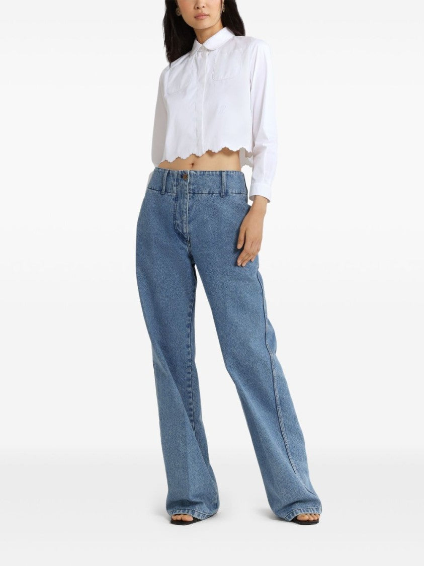 Patou Cropped Shirt With Scallop Hem