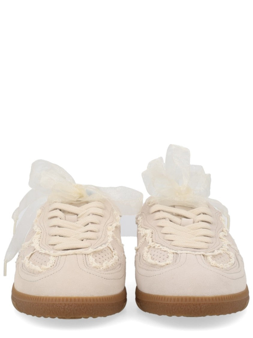 Alohas Beige Suede Organza Ribbon Sneakers