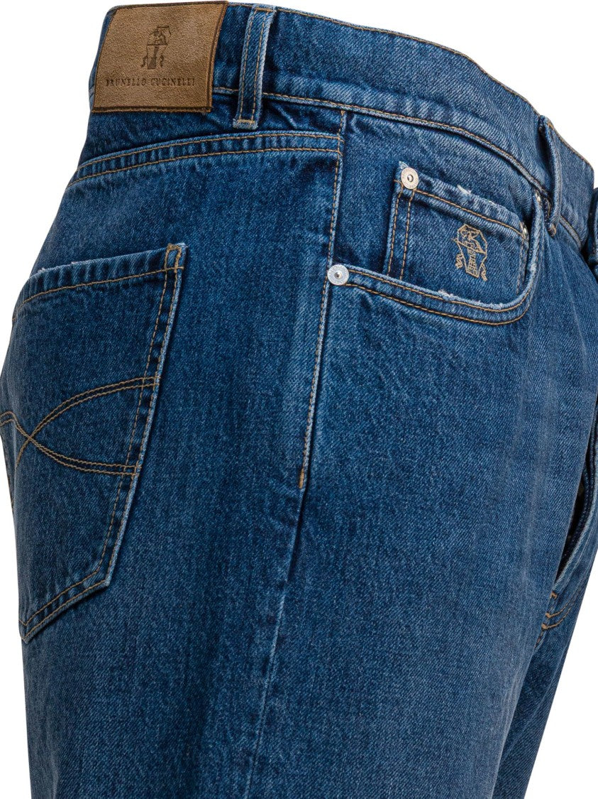 Brunello Cucinelli Five-Pocket Denim Jeans With High Waist