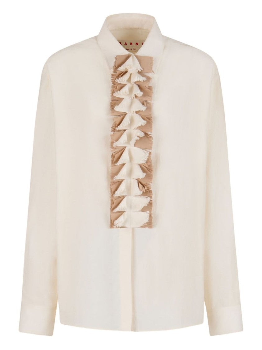 Marni Loose-Fitting Blouse With Vertical Ruffle Detail