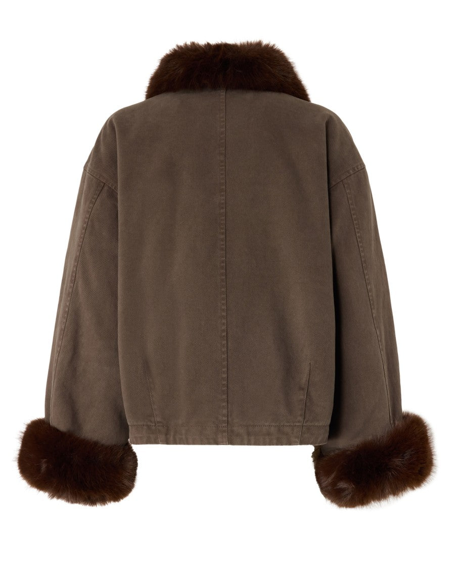 Pinko Bull Cotton Fur-Trim Peacoat