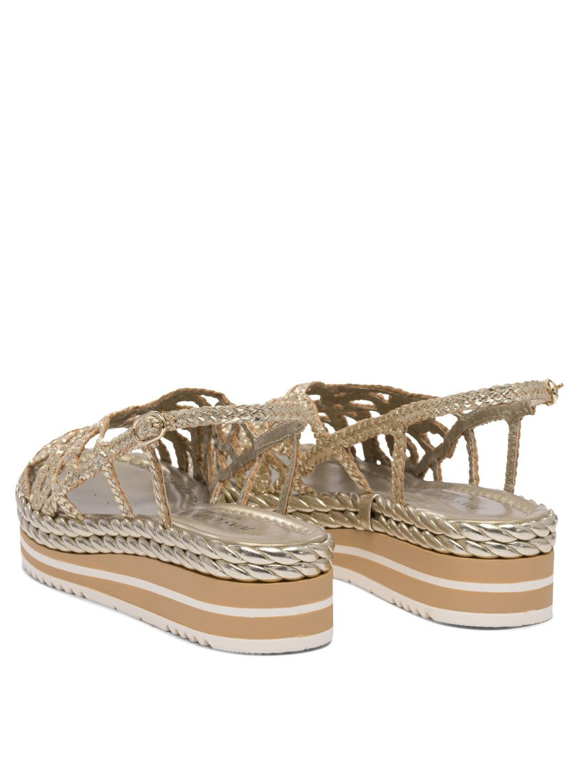 Pons Quintana Woven Leather Sandals With Platform Sole
