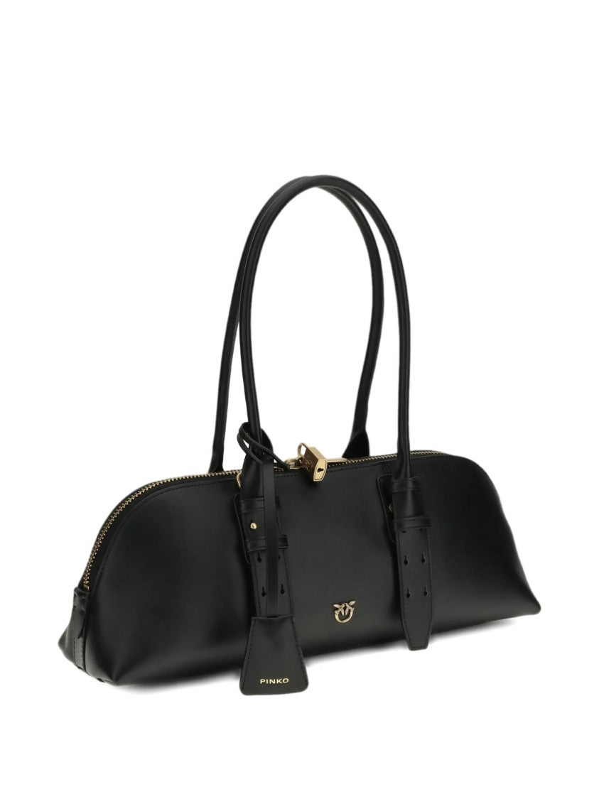 Pinko Black Bowling Bag Horizontal Big Handbag