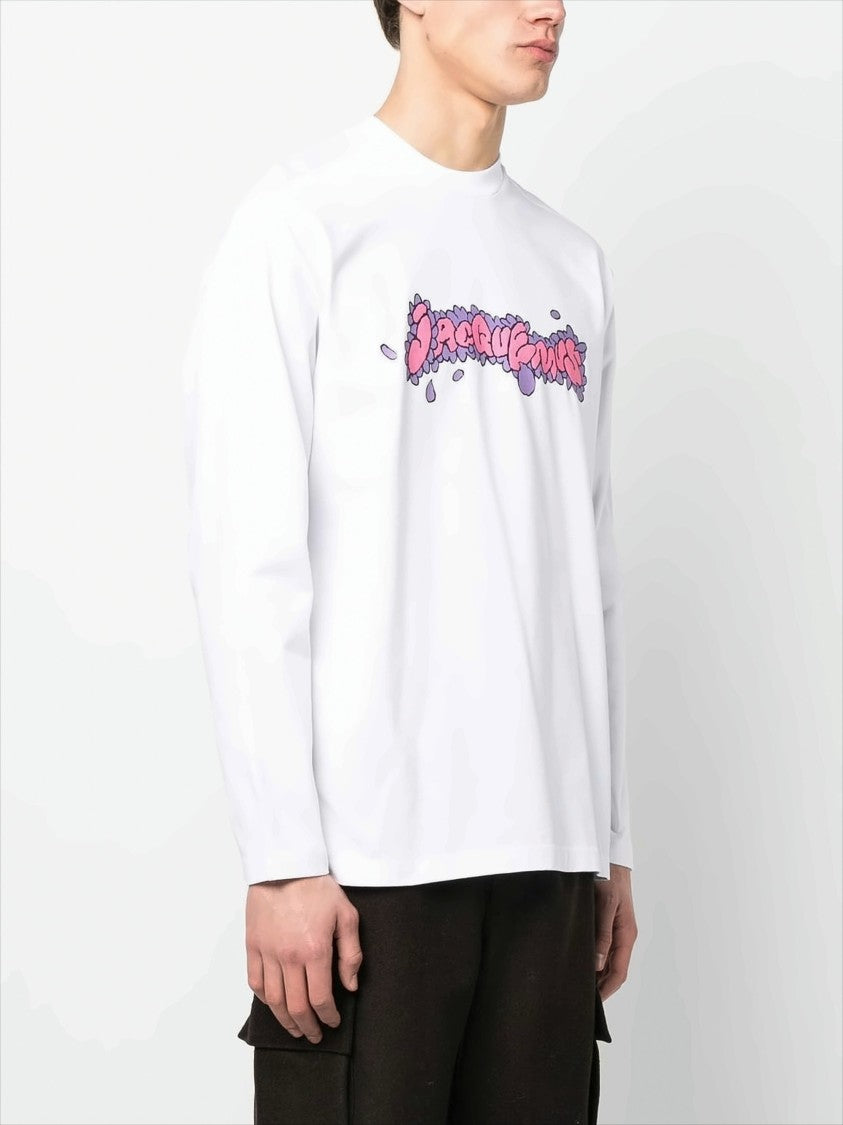Jacquemus Long-Sleeve Cotton Tee With Graphic Daisy Print