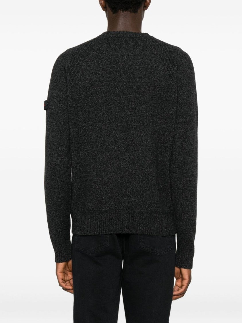 Peuterey Classic Black Sweater With Ribbed Cuffs