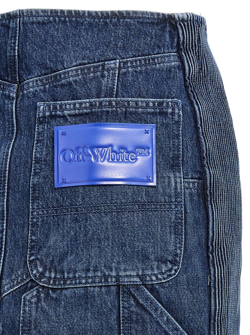 Off-White Low-Waist Denim Miniskirt With 3D Detailing