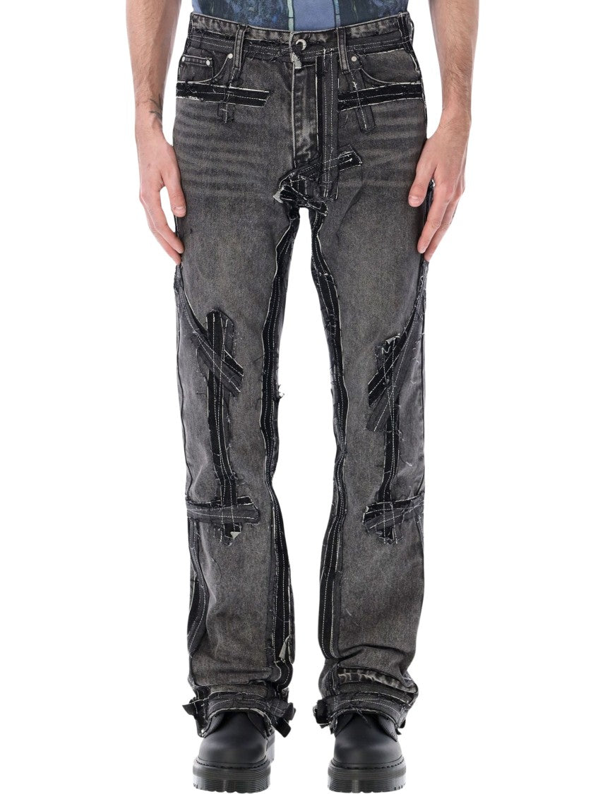 Who Decides War Exposure Distressed Patchwork Denim Pants