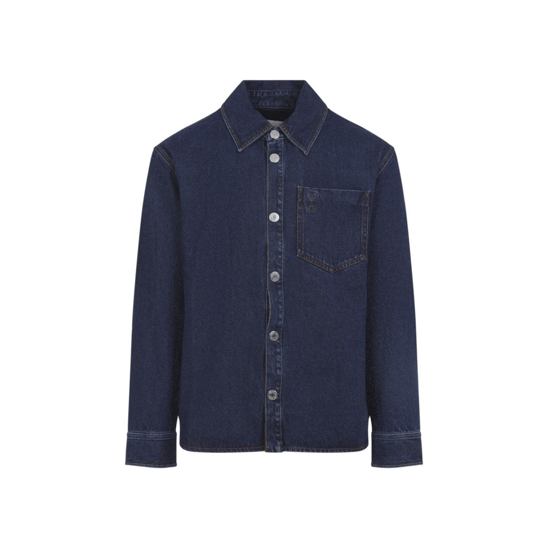 Ami Deep Indigo Blue Cotton De Coeur Overshirt