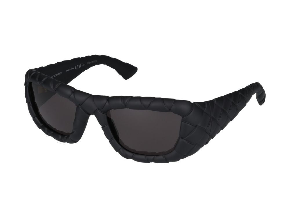 Bottega Veneta Black Textured Oversized Square Sunglasses