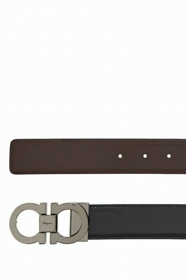 Salvatore Ferragamo Reversible Black Cowhide Leather Belt