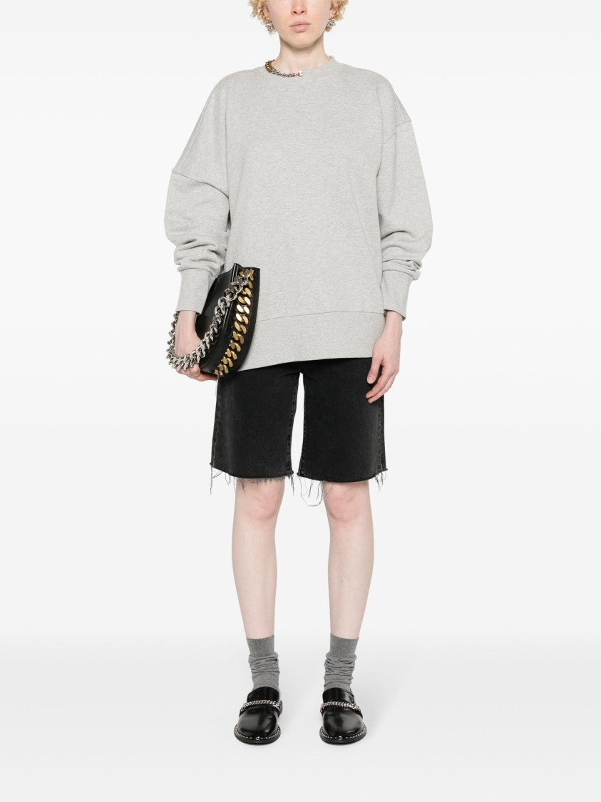 Stella Mccartney Light Grey Melange Sweatshirt Oversized Chain Cotton Sweatshirt