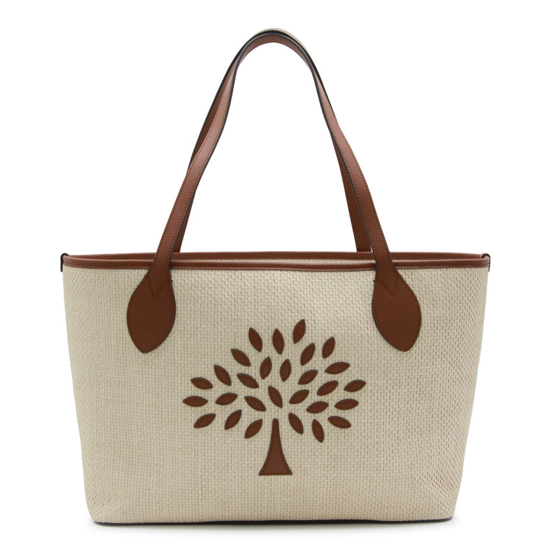 Mulberry Structured Tote Bag With Woven Texture And Leather Accents
