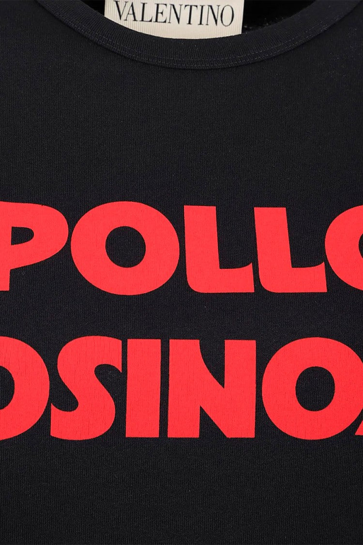 Valentino Black Lettering Print Cotton T-Shirt