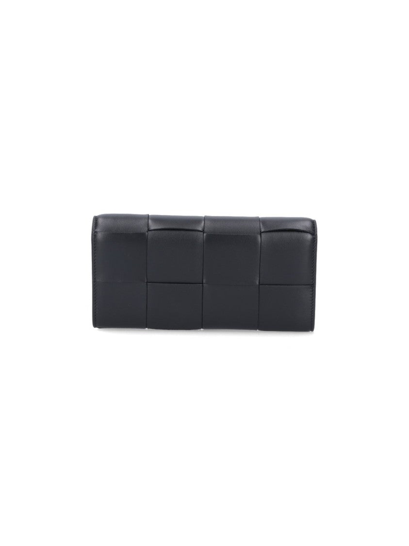 Bottega Veneta Padded Grid Pattern Long Wallet