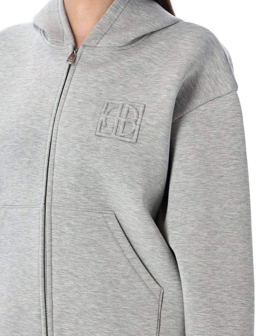Anine Bing Fitted Hem Zip-Up Hoodie With Monogram Detail